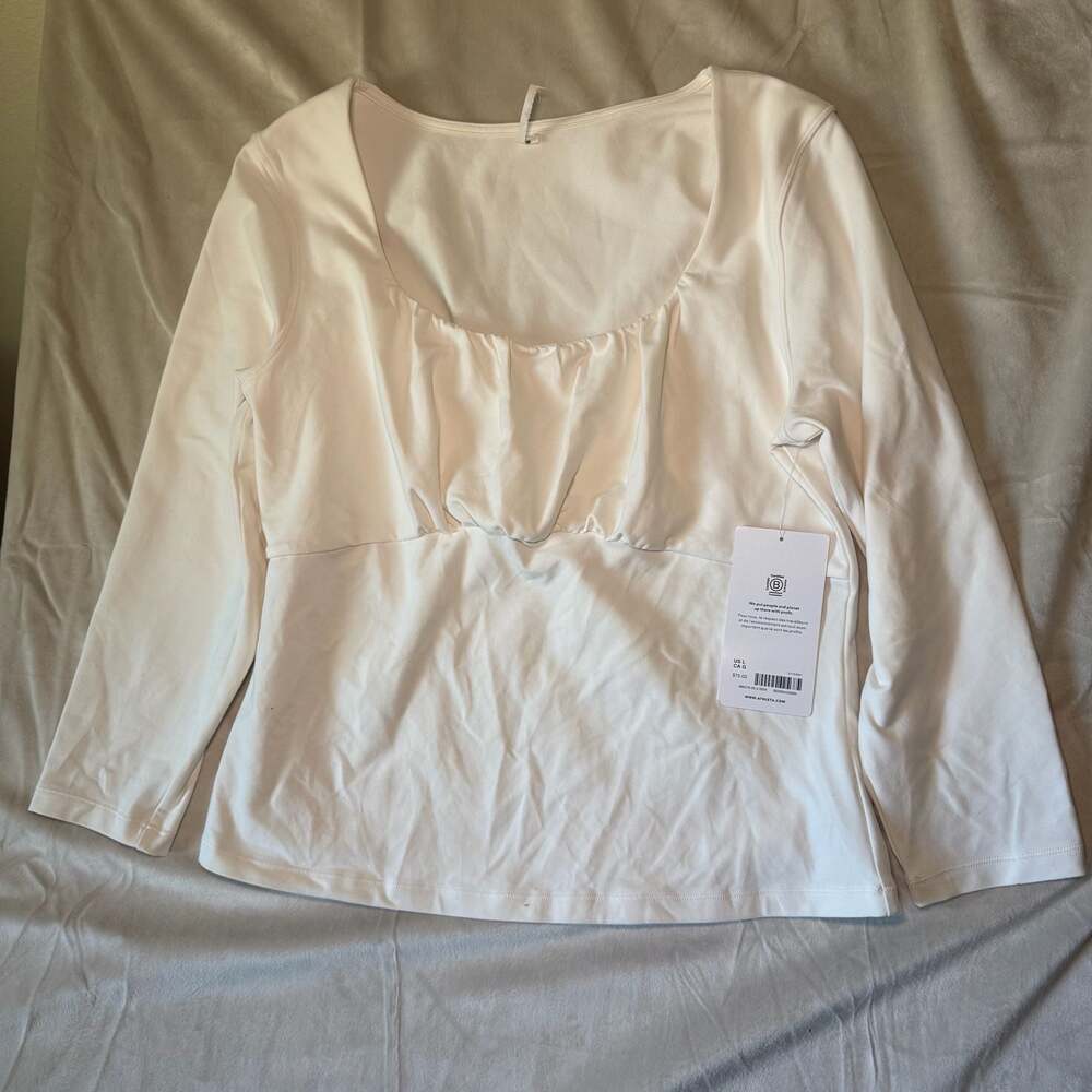 Athleta Shanti Scoop Neck Moisture Wicking Top Black Size S